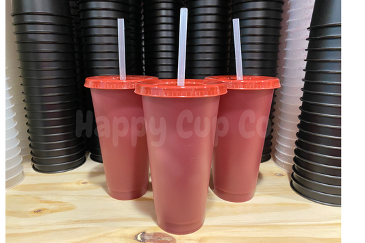 Frosted Maroon Cold Cups