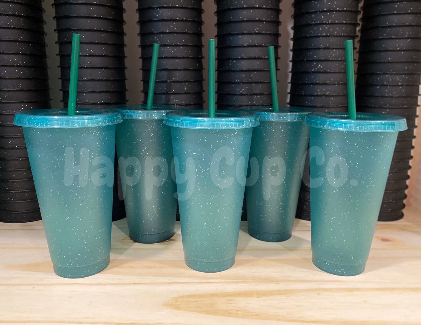 Glitter Evergreen Cold Cups