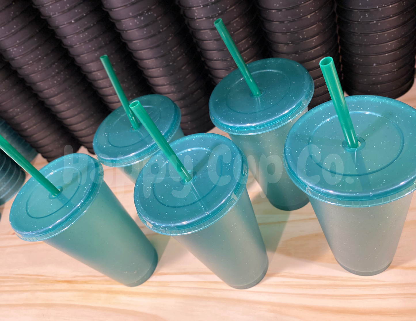 Glitter Evergreen Cold Cups